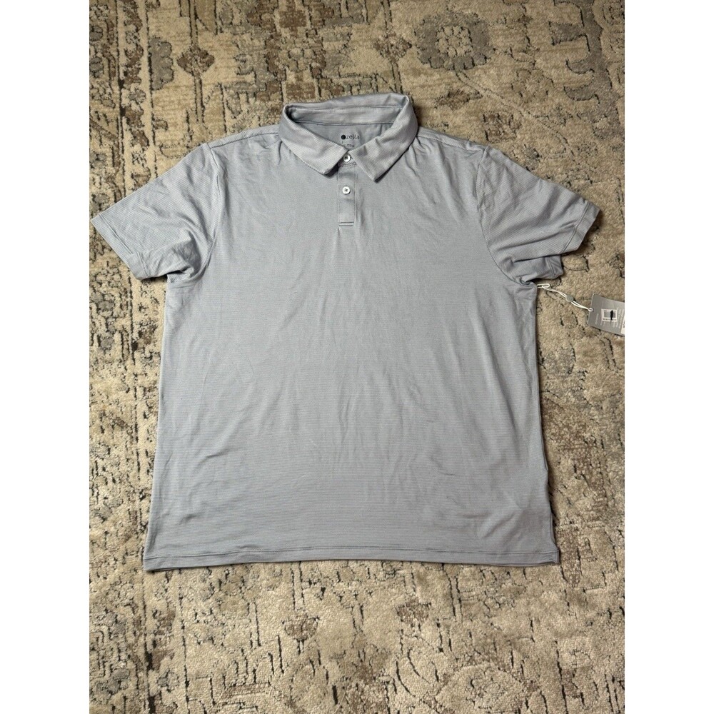 Zella Dynamic Men’s Polo Shirt Large Blue Delicate Stripe Golf Performance NWT